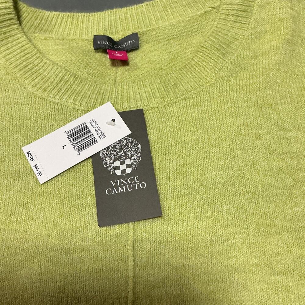 NWT Vince Camuto Green Knit Crew Neck Pullover Sweater Long Sleeve Large 3760 - Picture 6 of 10